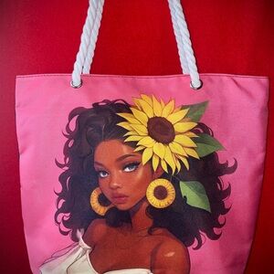 Pink Tote Bag with Artistic Design